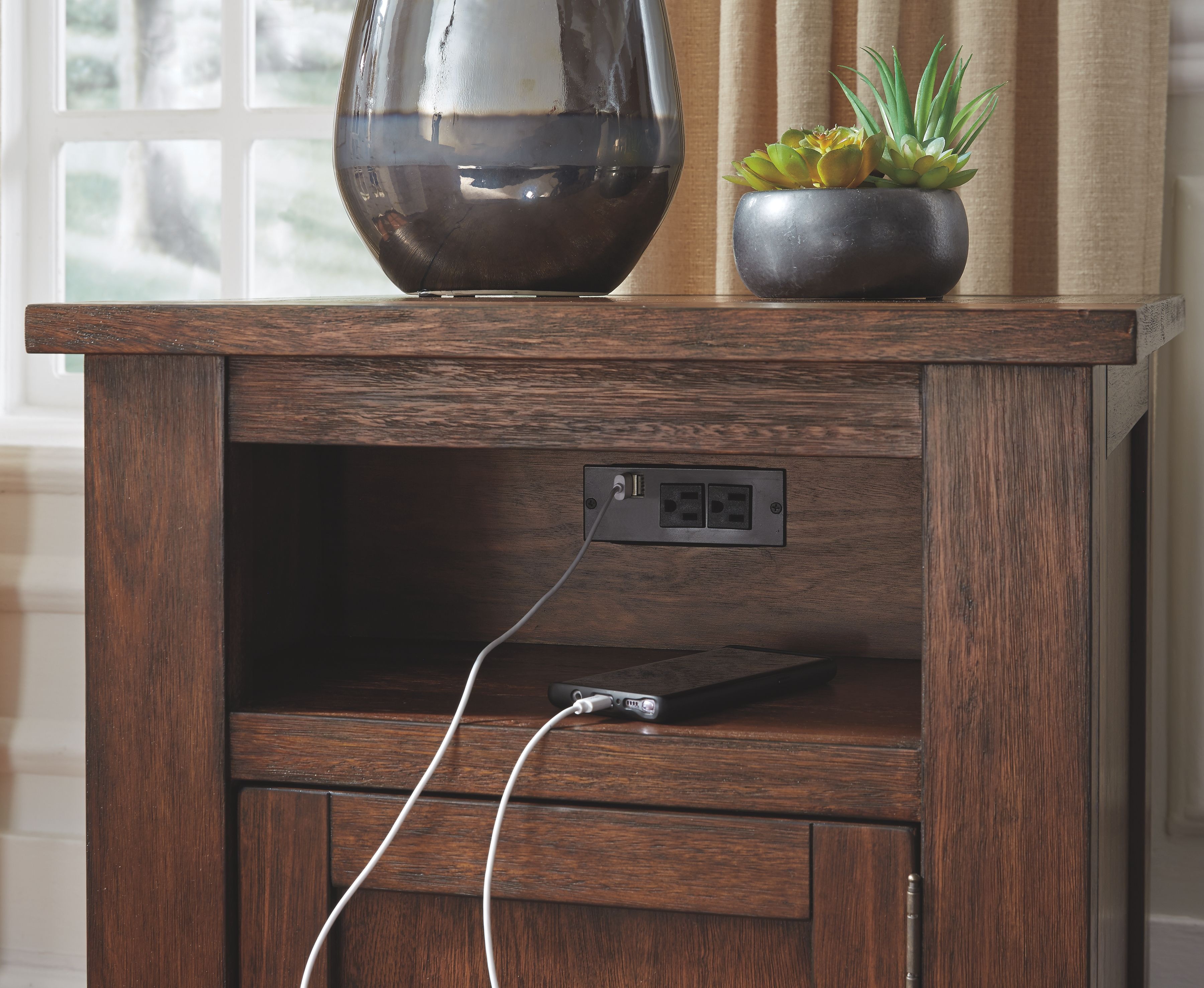 Signature Design by Ashley Living Room Budmore End Table with USB Ports