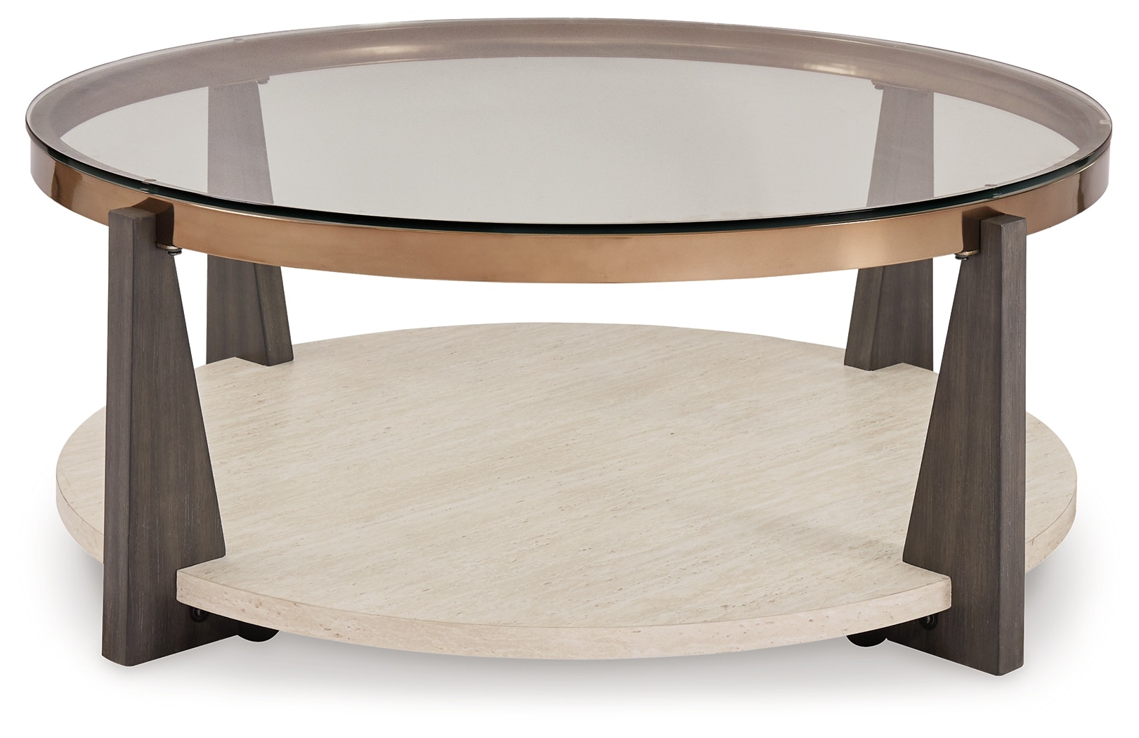 Ashley round glass coffee table online