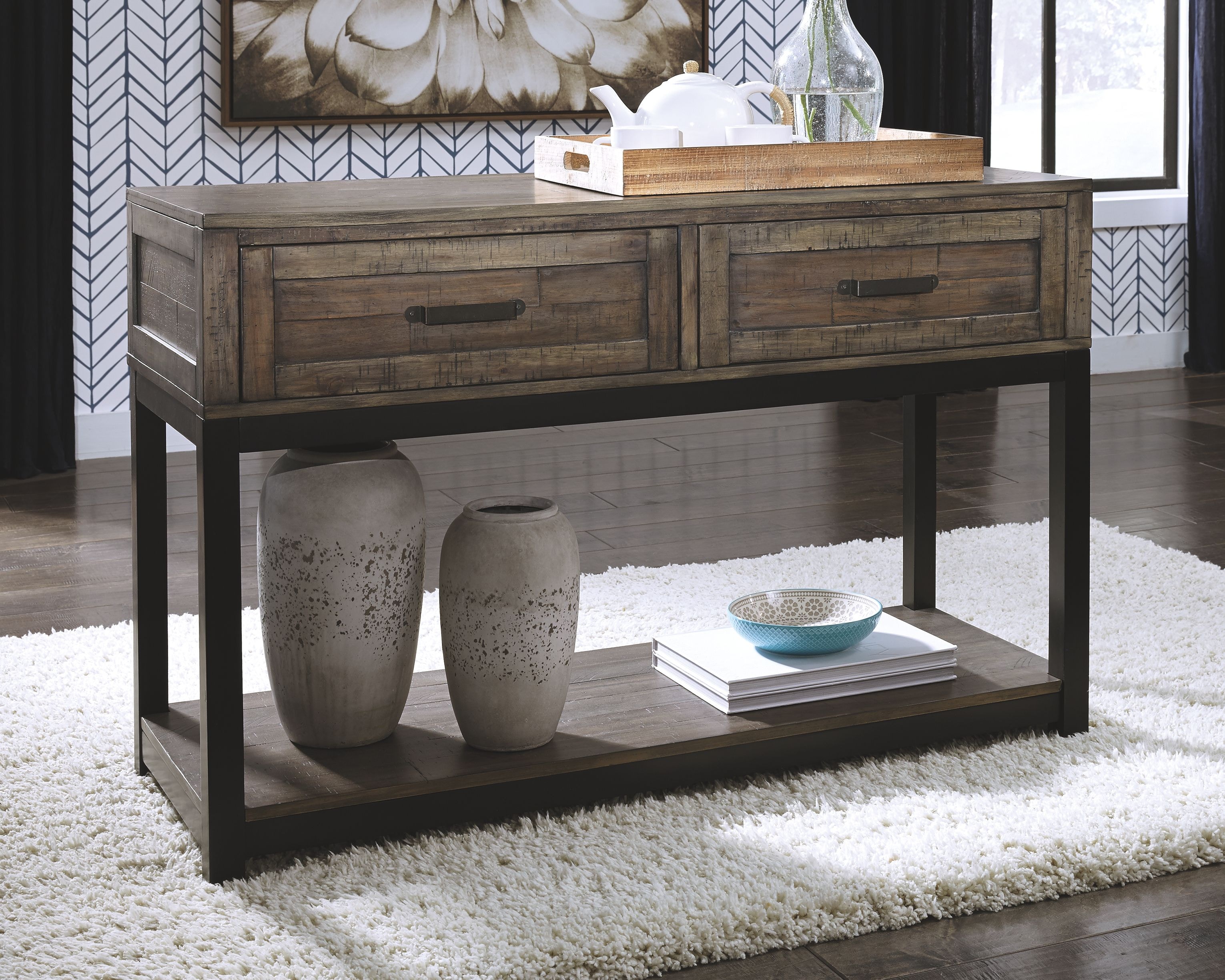 Signature Design by Ashley Living Room Johurst Sofa/Console Table T444