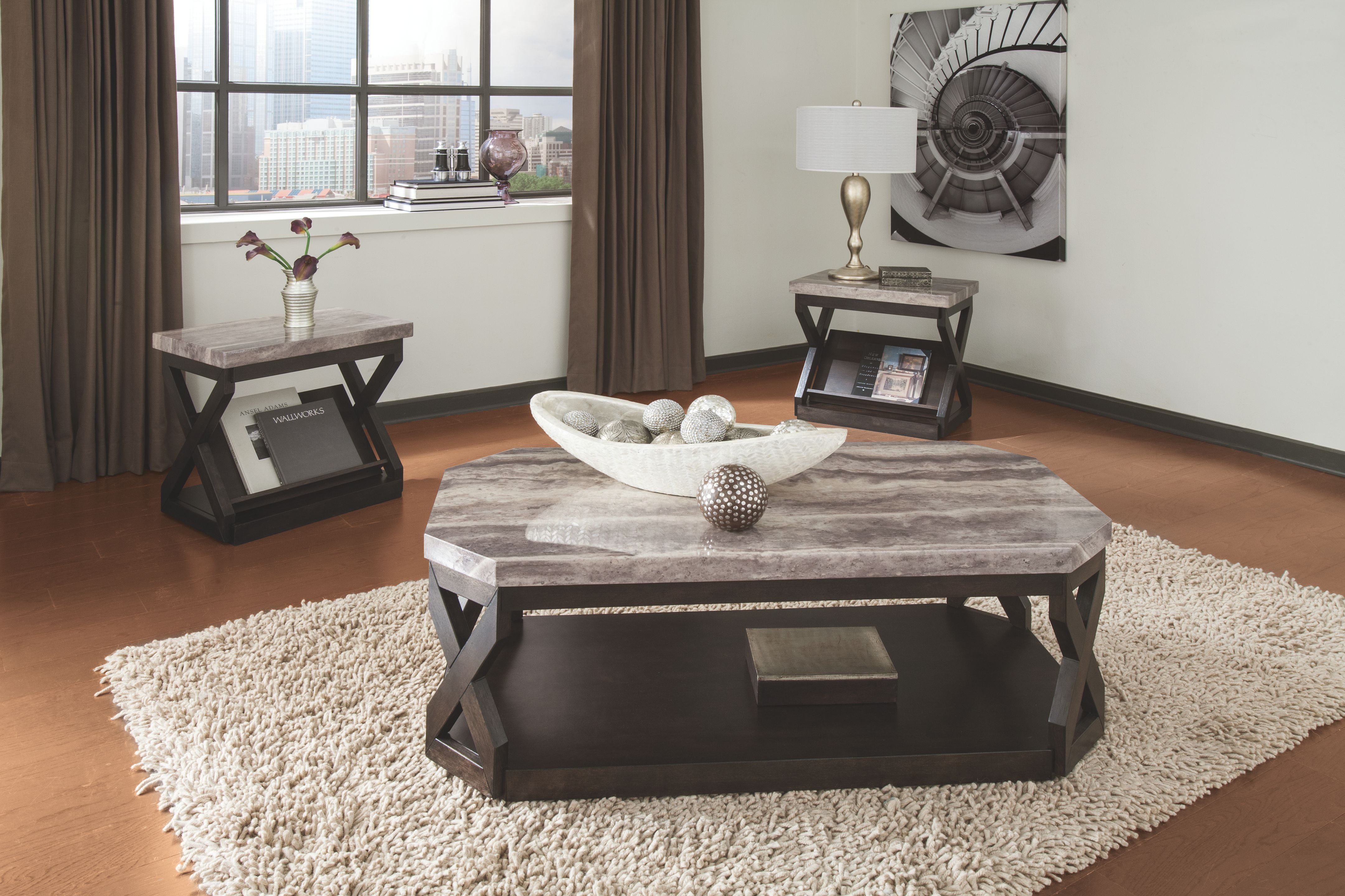 ThreeA Ashley Wood サイン色紙 Signature Design by Ashley Living Room Radilyn Table (Set of