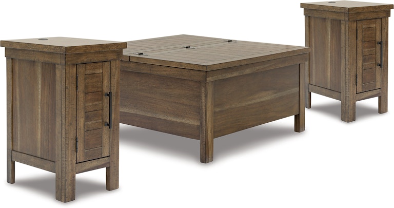 Signature Design by Ashley Moriville Lift-top Coffee Table and 2 Chairside End Tables T731T2