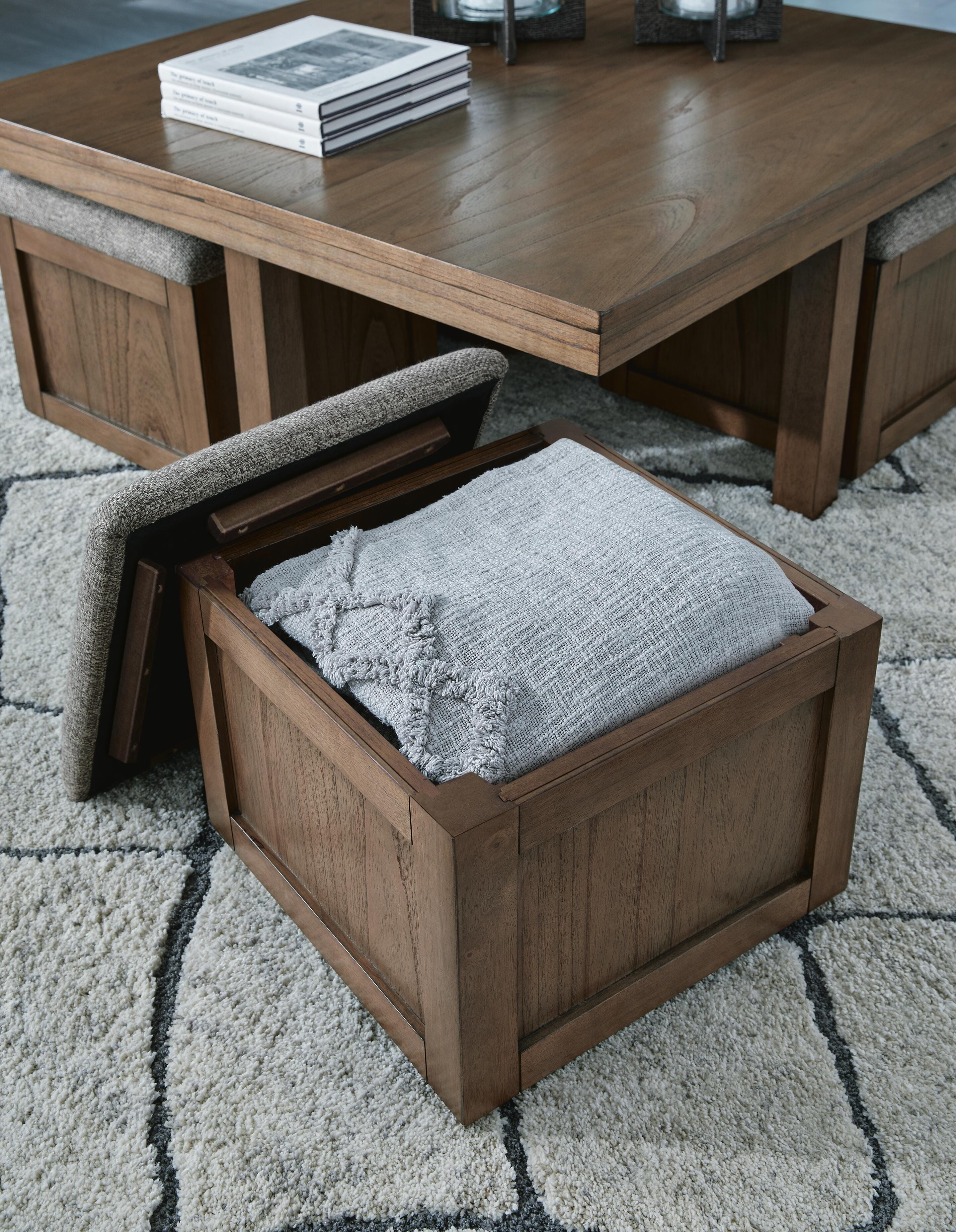 Ashley Living Room Boardernest Coffee Table with 4 Stools T738-20