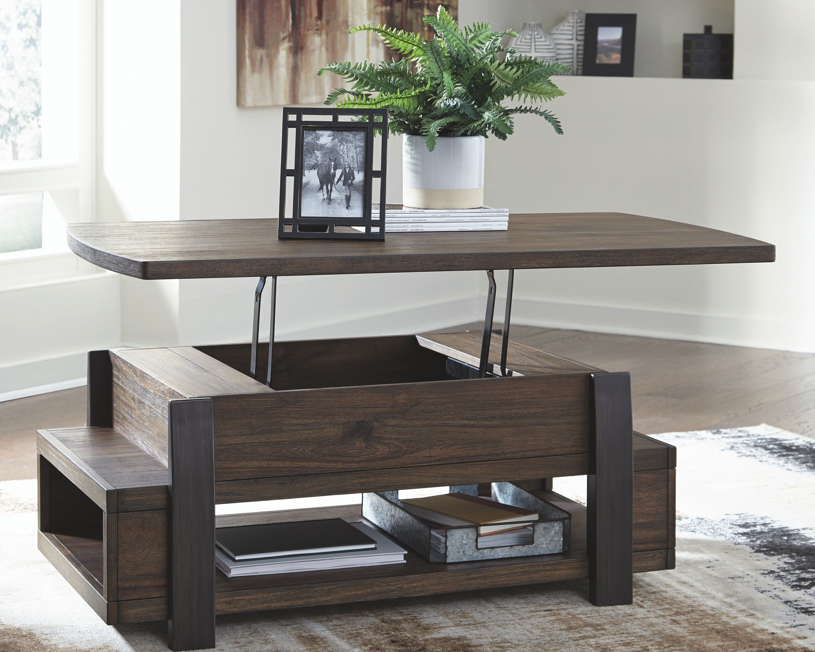 Shop our Vailbry Brown Coffee Table with Lift Top by Signature Design