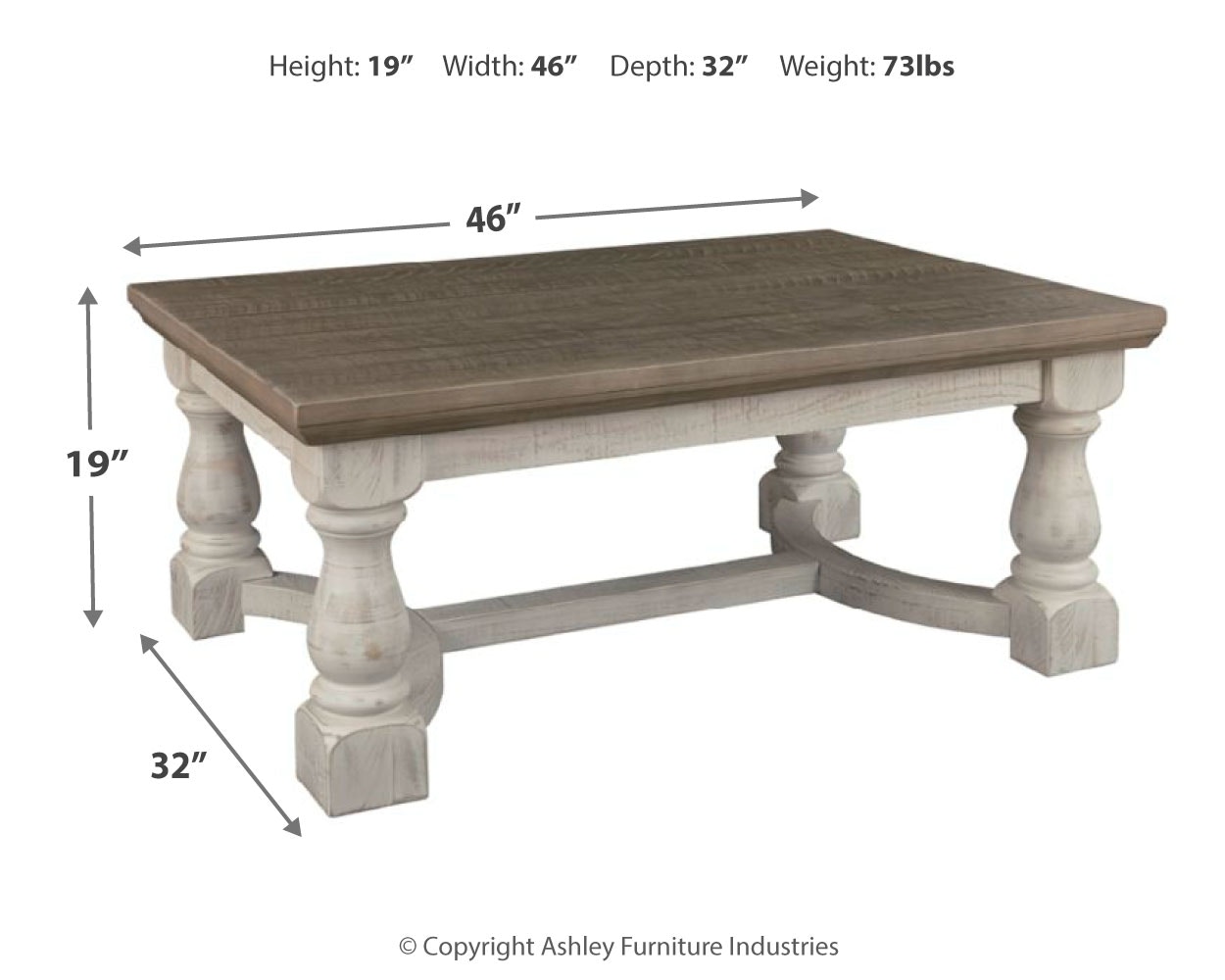 ashley wooden coffee table