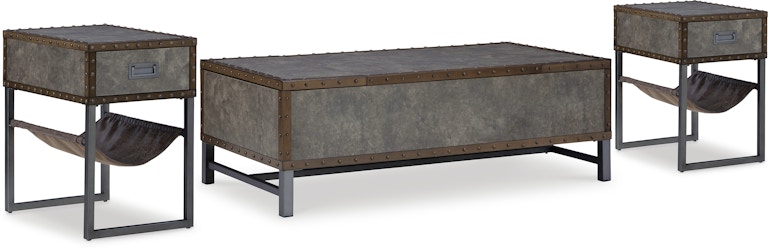 Signature Design by Ashley Derrylin Lift-top Coffee Table and 2 Chairside End Tables T973T2