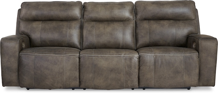 Signature Design by Ashley Game Plan Concrete Leather Power Reclining Sofa U1520515 524893740