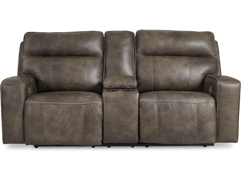 Signature Design by Ashley Game Plan Concrete Leather Power Reclining Loveseat U1520518 155569085
