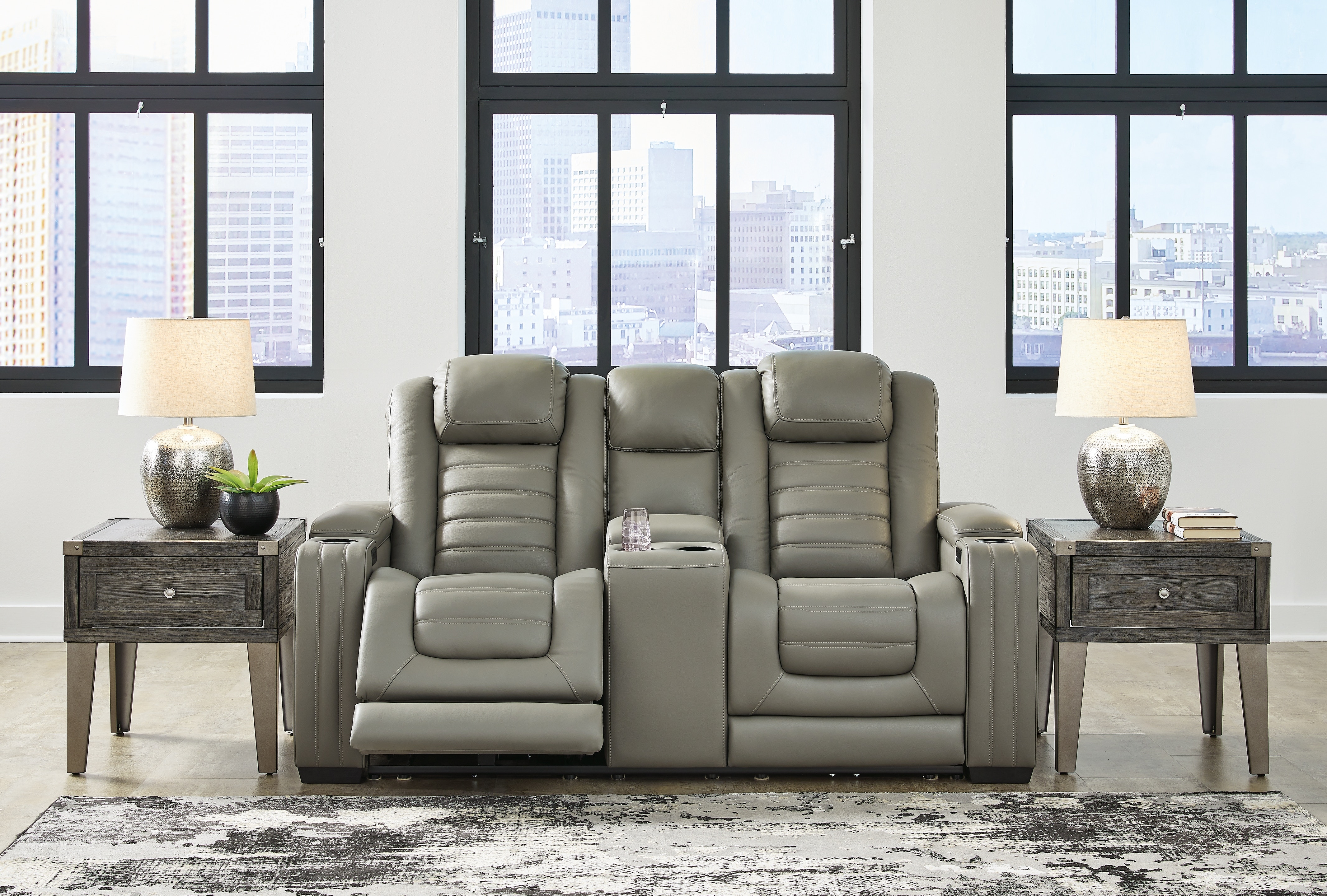 Backtrack Gray Power Reclining Loveseat by Signature Design by