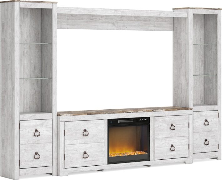 Signature Design by Ashley Willowton 4-Piece Entertainment Center with Electric Fireplace W267W15 W267W15