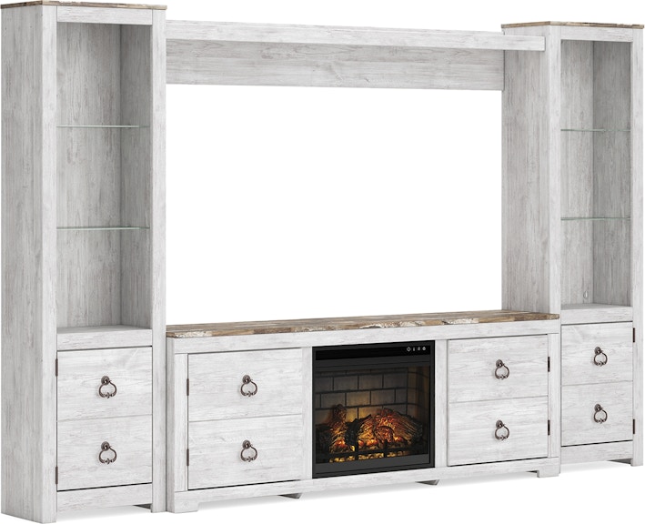 Signature Design by Ashley Willowton 4-Piece Entertainment Center with Electric Fireplace W267W18