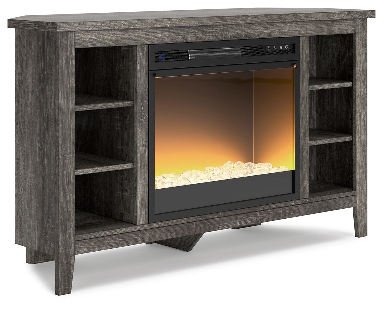 Corner tv stand on sale with fireplace