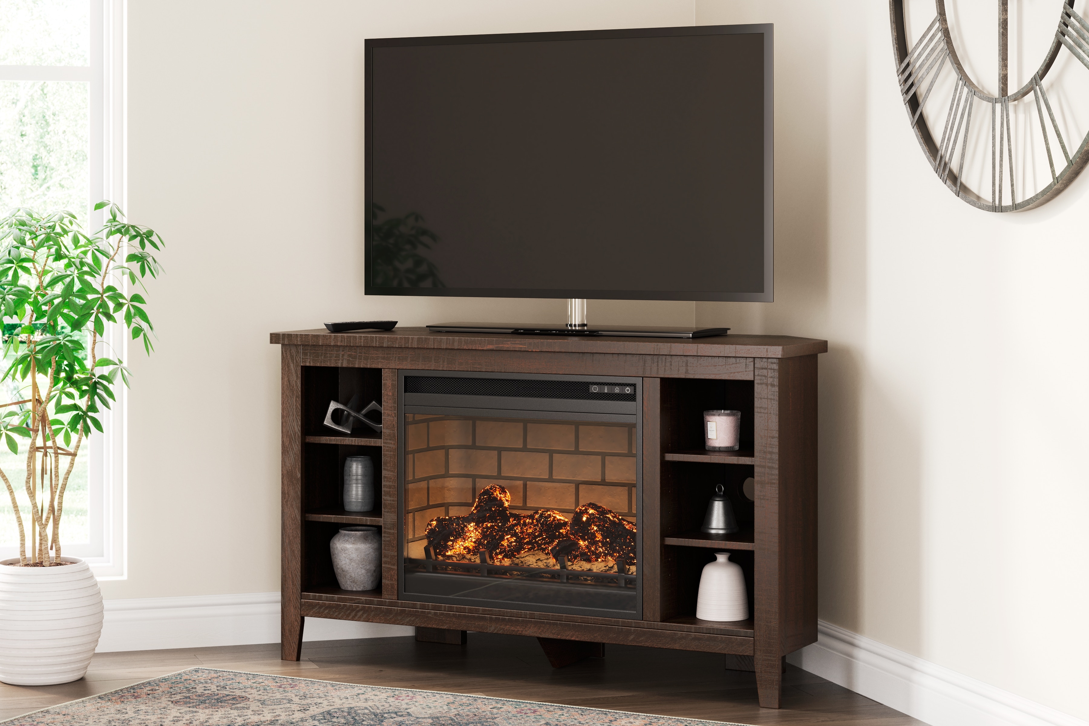 Tv stand with fireplace leons discount