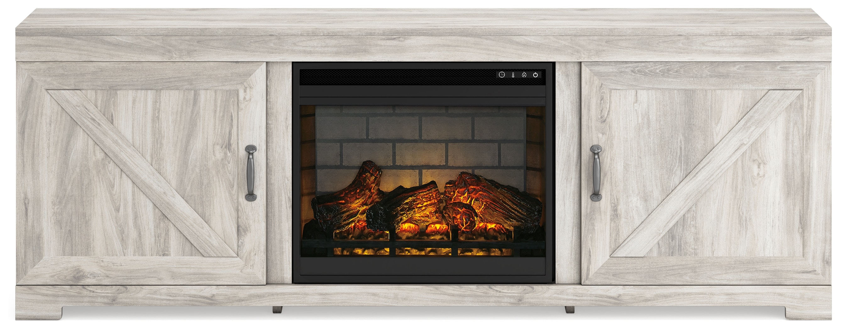 Whitewash electric online fireplace tv stand