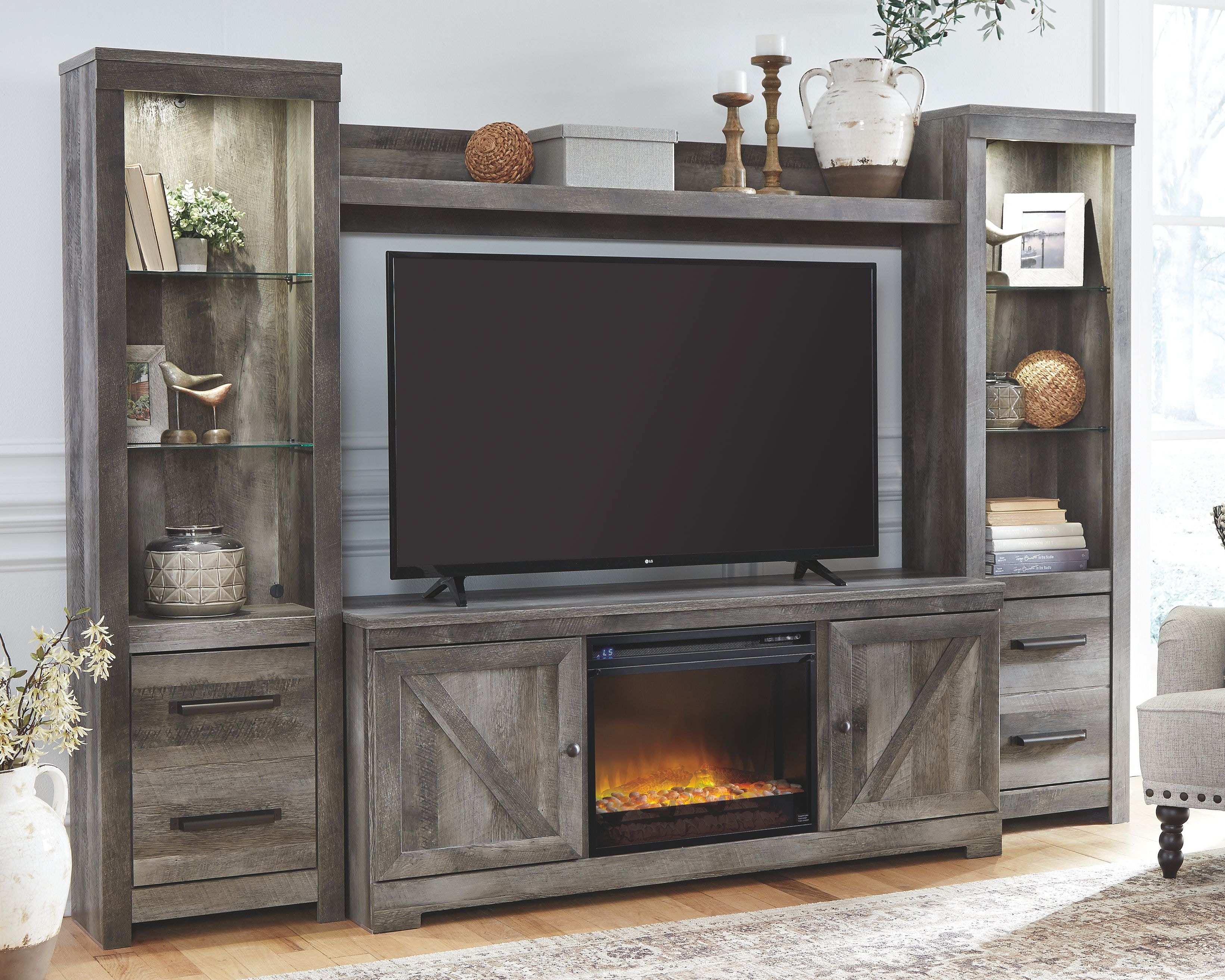 Ashley wynnlow large tv shop stand in gray