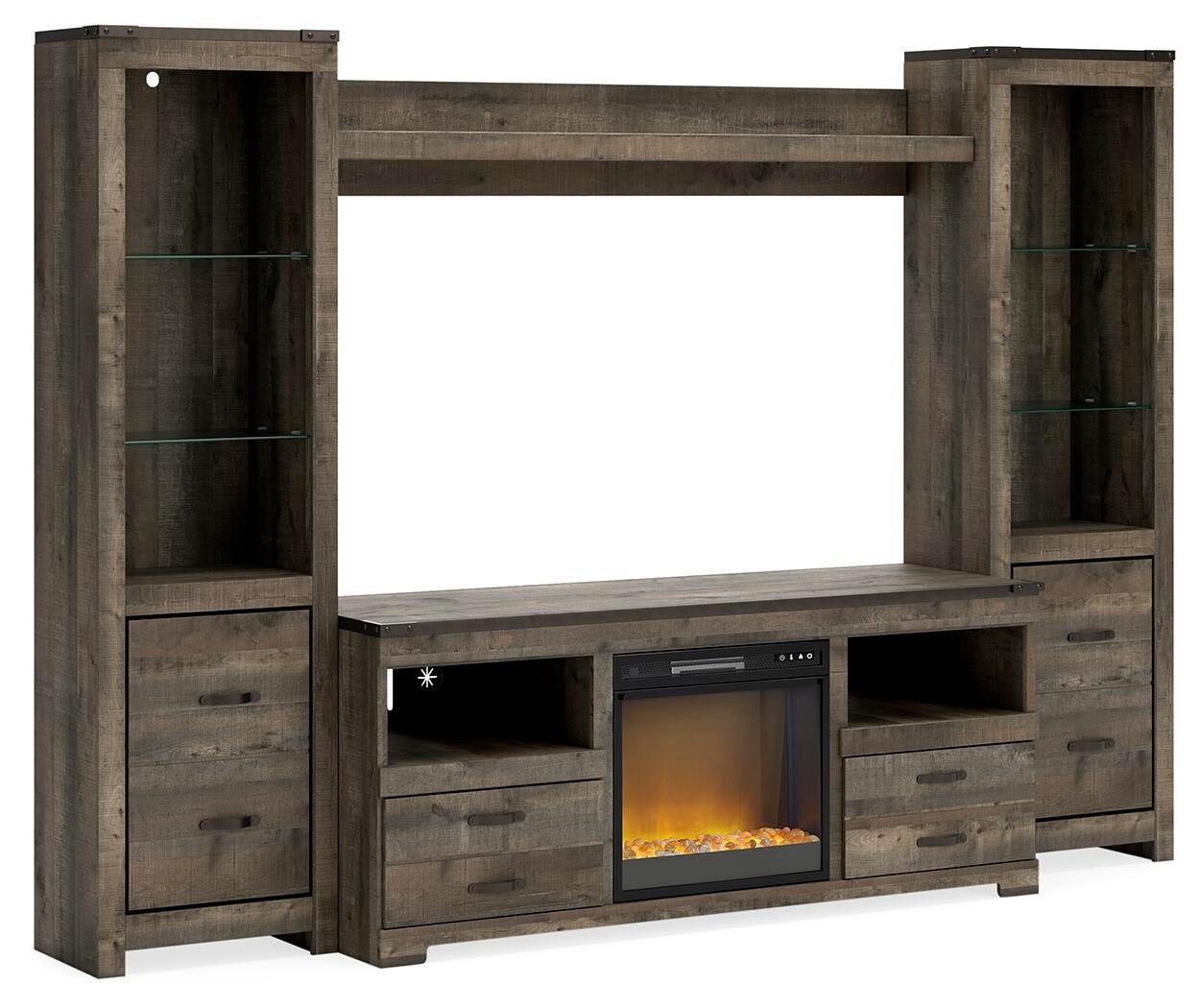 Signature Design by Ashley Trinell 4-Piece Entertainment Center with Electric Fireplace W446W10