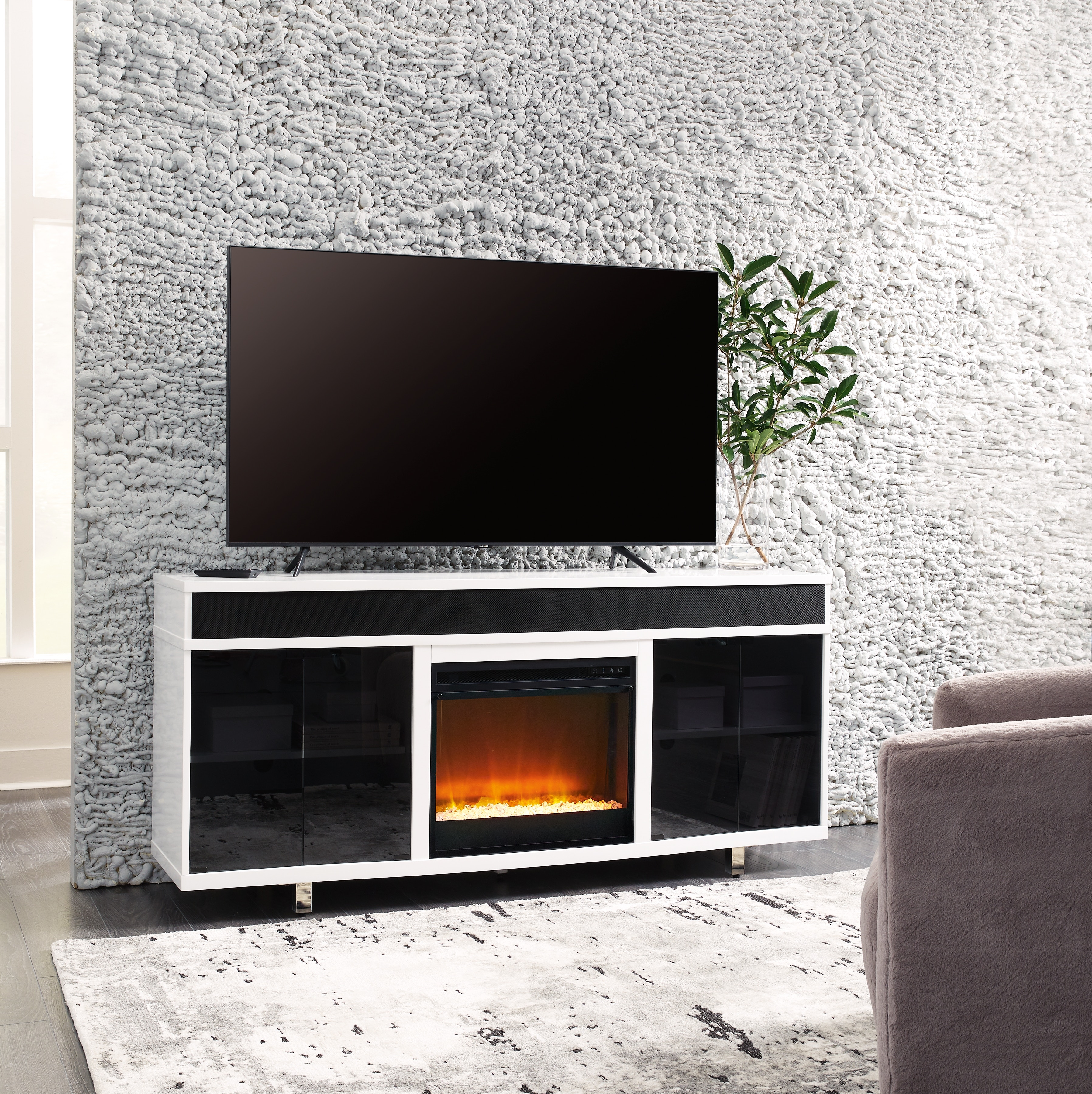 Ashley Tamonie 72Inch Tv Stand With Electric Fireplace W830FP