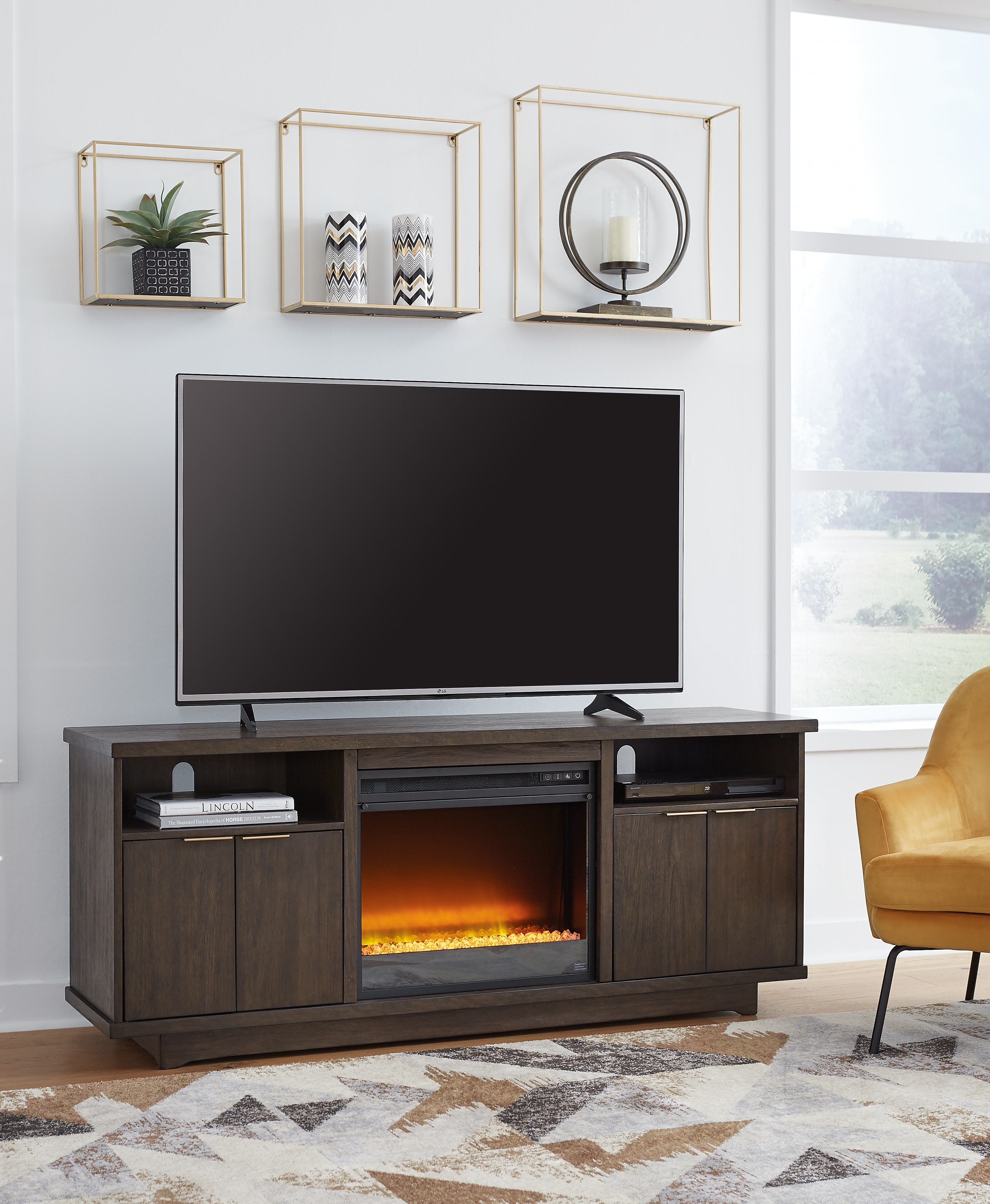 Signature Design By Ashley Home Entertainment Brazburn 66 Tv Stand With Electric Fireplace W955w1