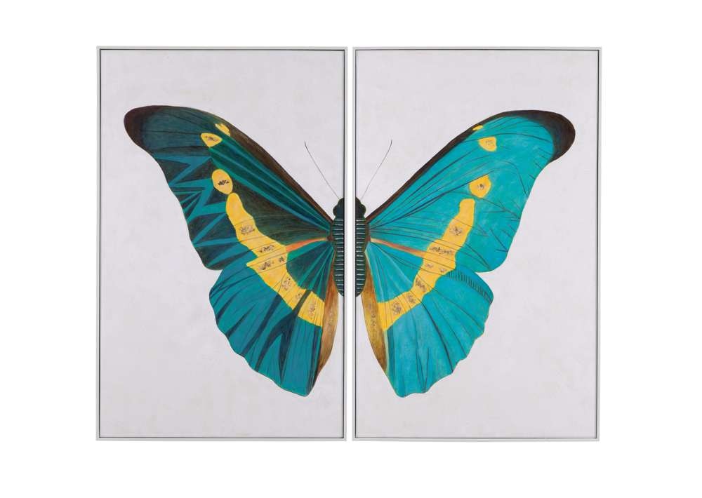 Bassett Mirror Company Art Butterfly Wings Framed Canvas Set of 2