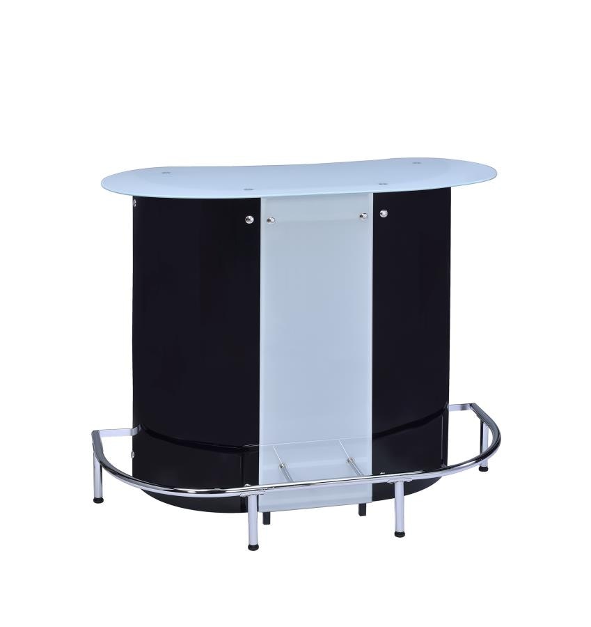 Coaster Bar and Game Room Contemporary Black And Chrome Bar Unit With
