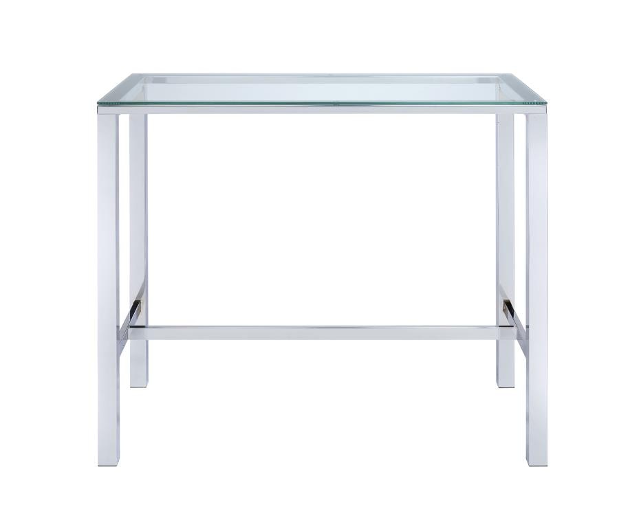 Coaster Casual Dining Tolbert Rectangular 47 inch Glass Top Pub Bar Table Chrome 104873 Furniture