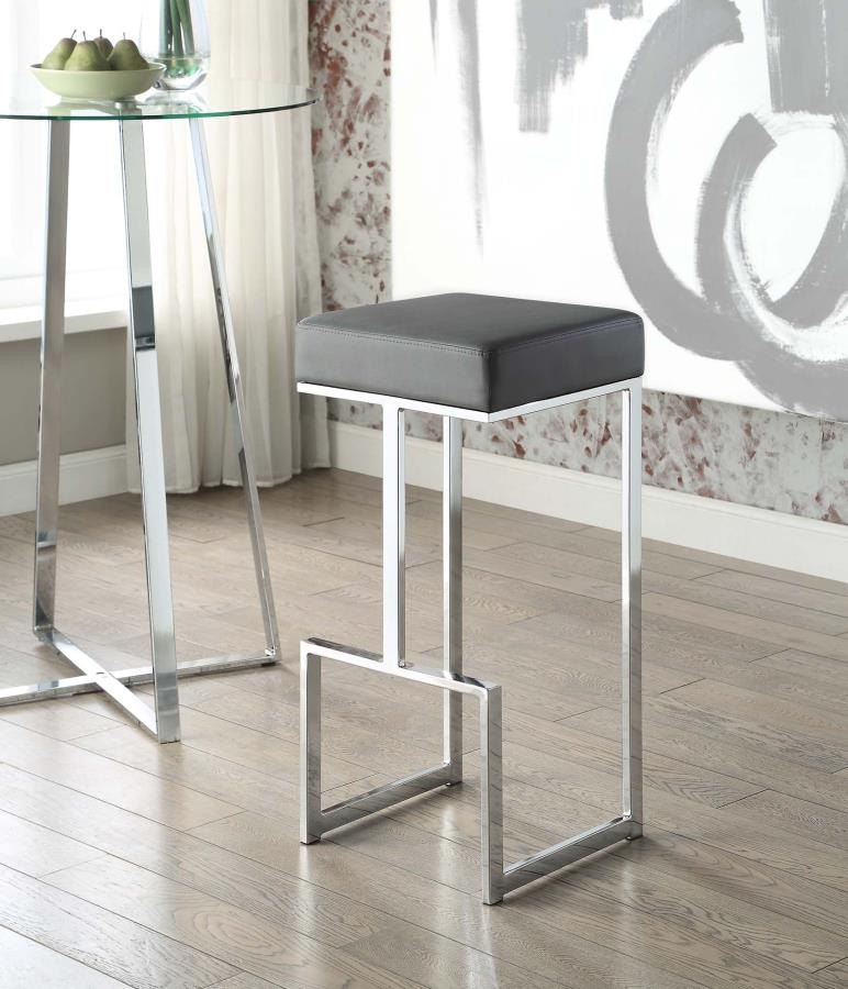 Coaster Casual Dining Gervase Square Bar Stool Grey And Chrome