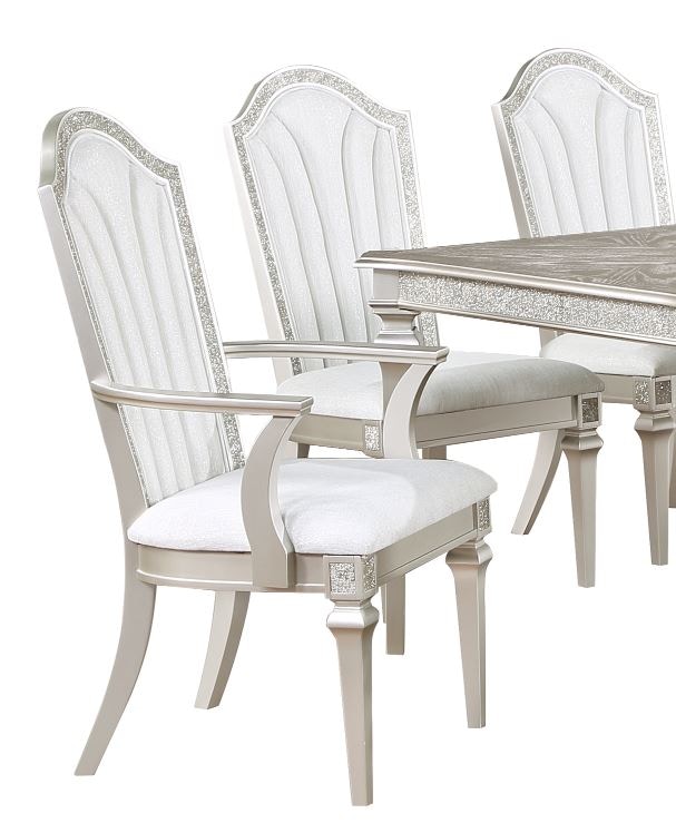 Coaster Casual Dining Evangeline 5piece Dining Table Set With Extension Leaf Ivory And Silver Oak