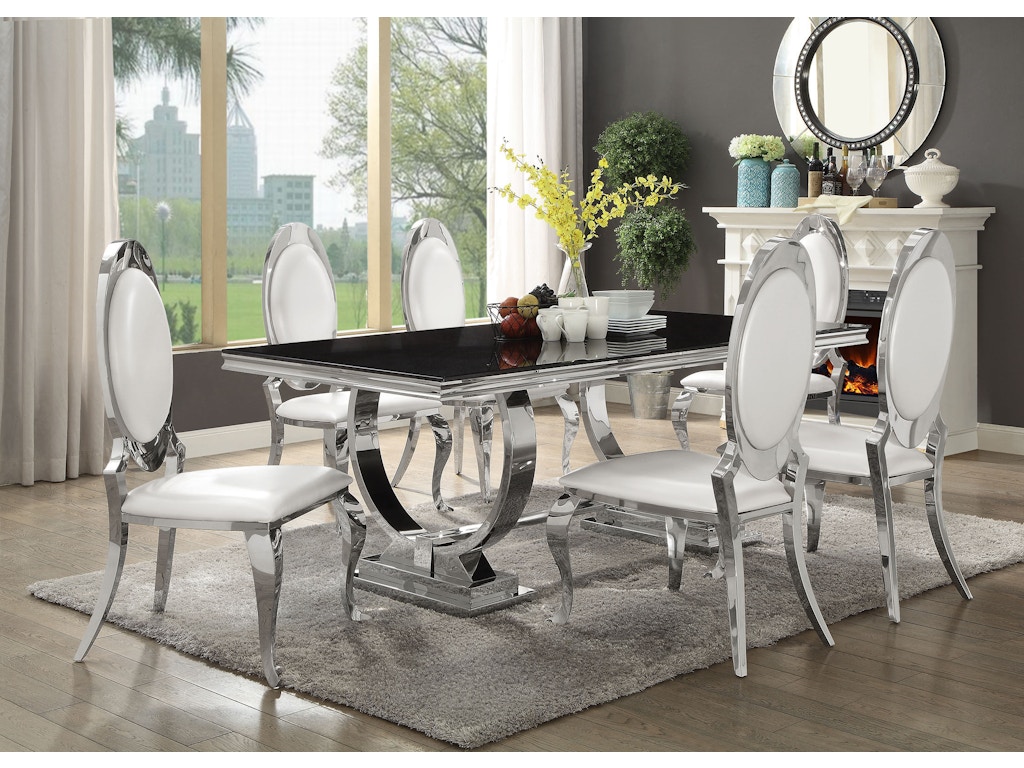 Coaster Dining Room Antoine Hollywood Glam Silver Dining Table 107871