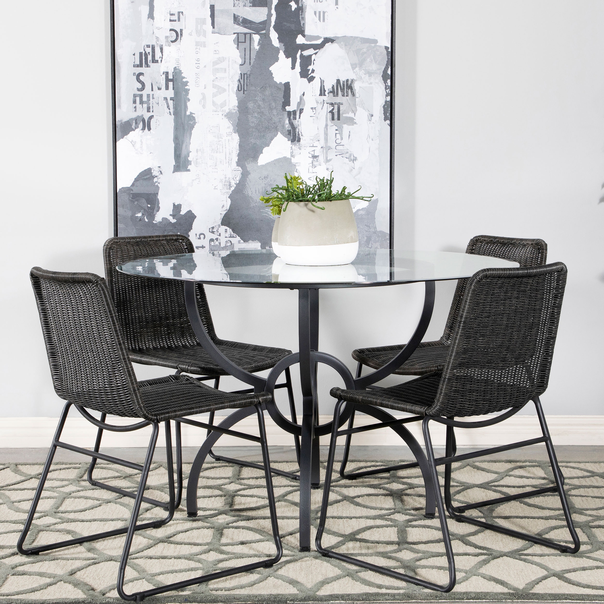 Coaster Casual Dining Aviano 5-piece Round Glass Top Dining Table