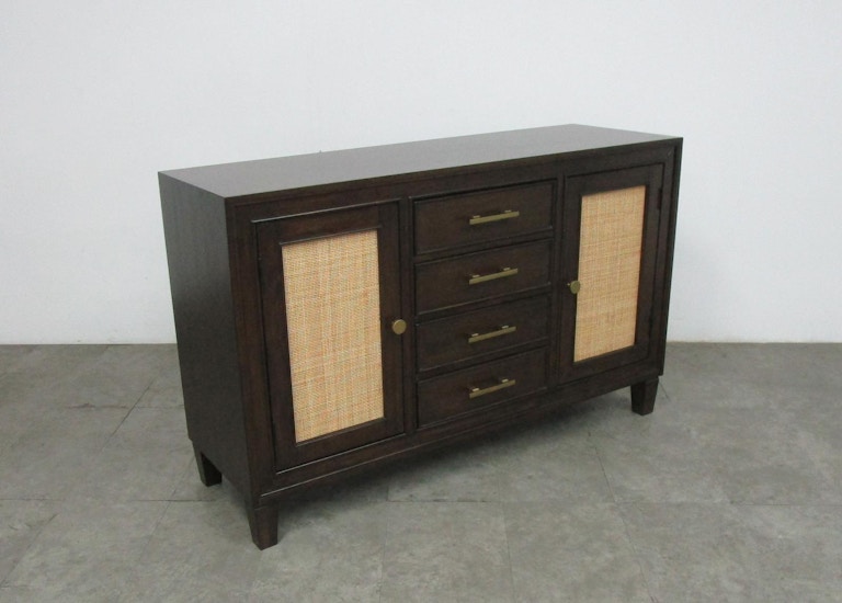 Coaster Matisse 4-drawer Dining Sideboard Buffet Cabinet With Rattan Cabinet Doors Brown 108315
