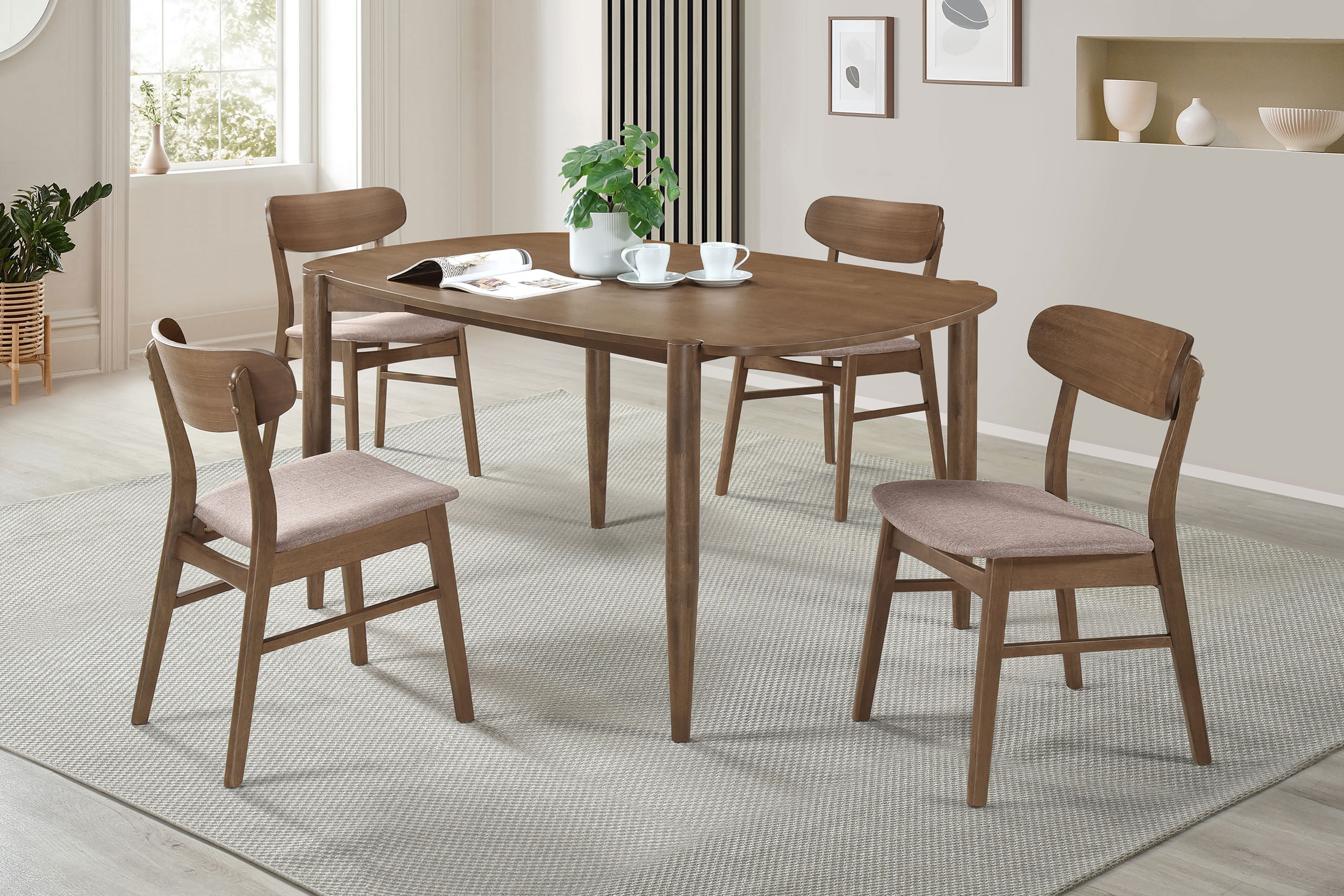 Coaster Dortch 5-piece Oval Solid Wood Dining Set Walnut 108461-S5