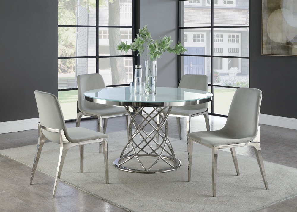 Coaster Casual Dining Irene 5 piece Round Glass Top Dining Set