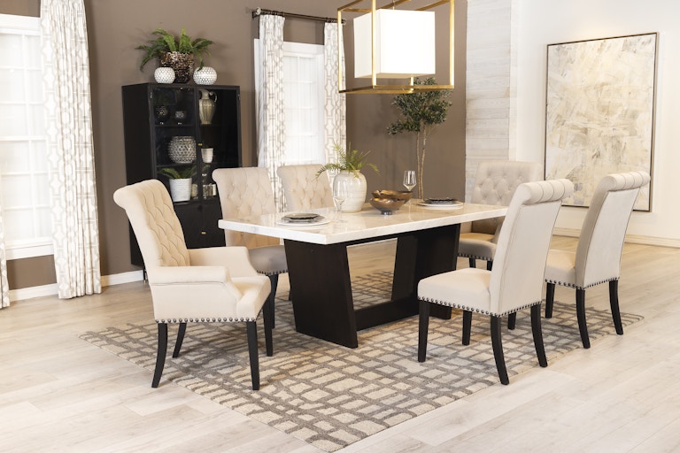 Coaster Sherry 5-piece Rectangular Marble Top Dining Set Sand And White 115511-S5S