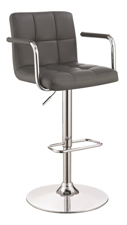 Dark Grey and Chrome Adjustable Bar Stool Chair with Foot Rest by Coaster 121096 