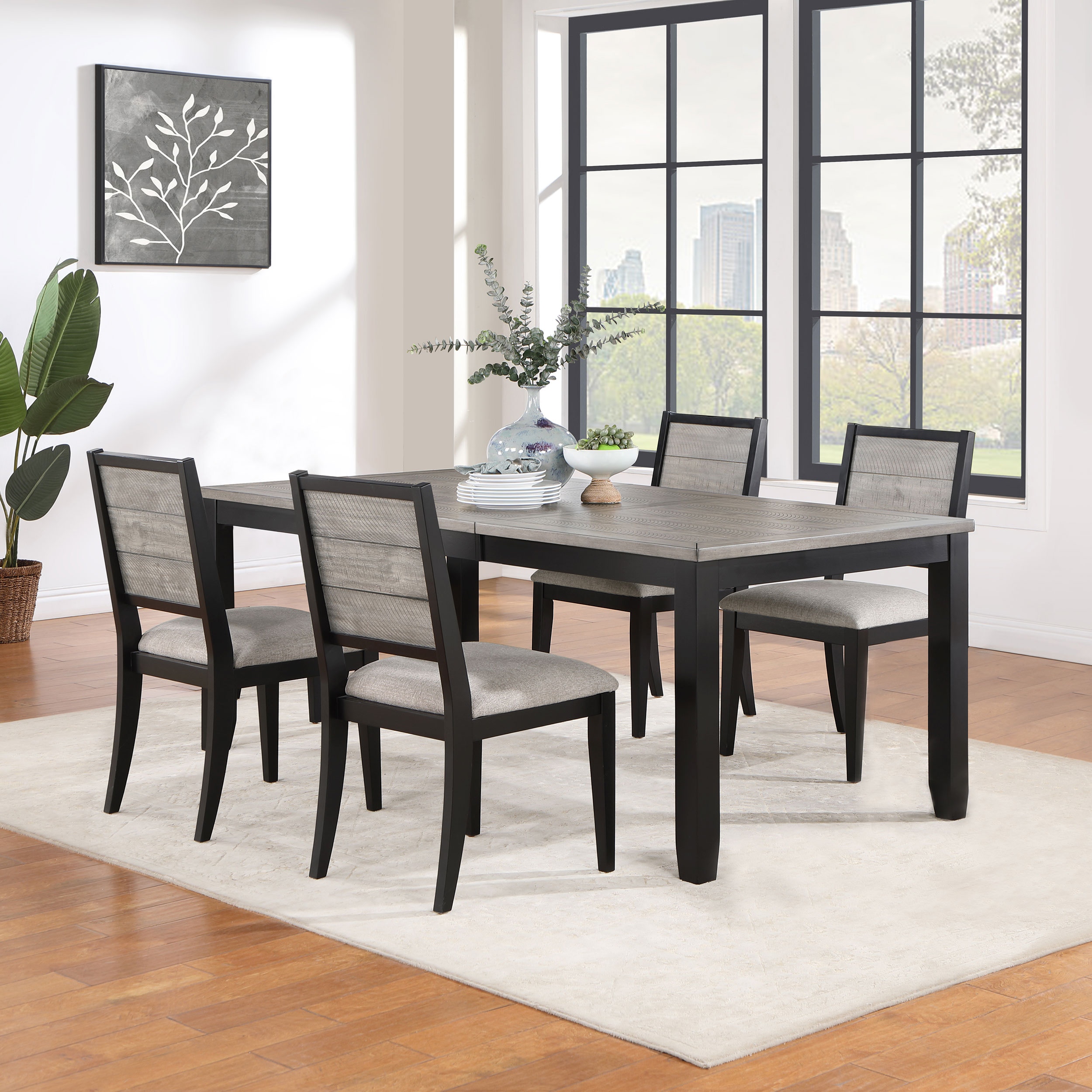 Coaster Elodie 5-piece Rectangular Extension Leaf Dining Set Black 121221-S5