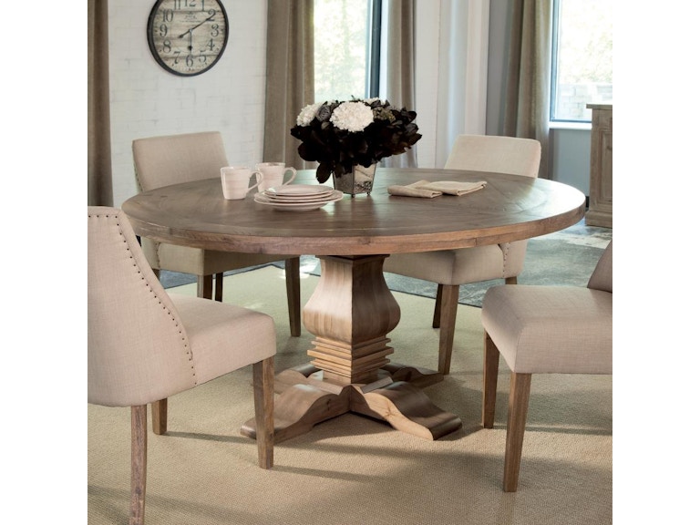 Coaster Florence Round Pedestal Dining Table Rustic Smoke (Table Top Only)