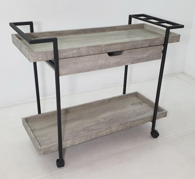 Coaster Ventura 2-tier Bar Cart With Storage Drawer Grey Driftwood 181005