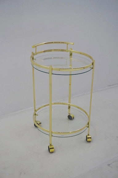 Coaster Chrissy 2-tier Round Glass Bar Cart Brass 181366