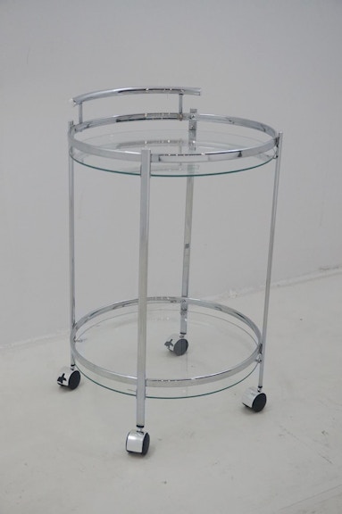 Coaster Chrissy 2-tier Round Glass Bar Cart Chrome 181367