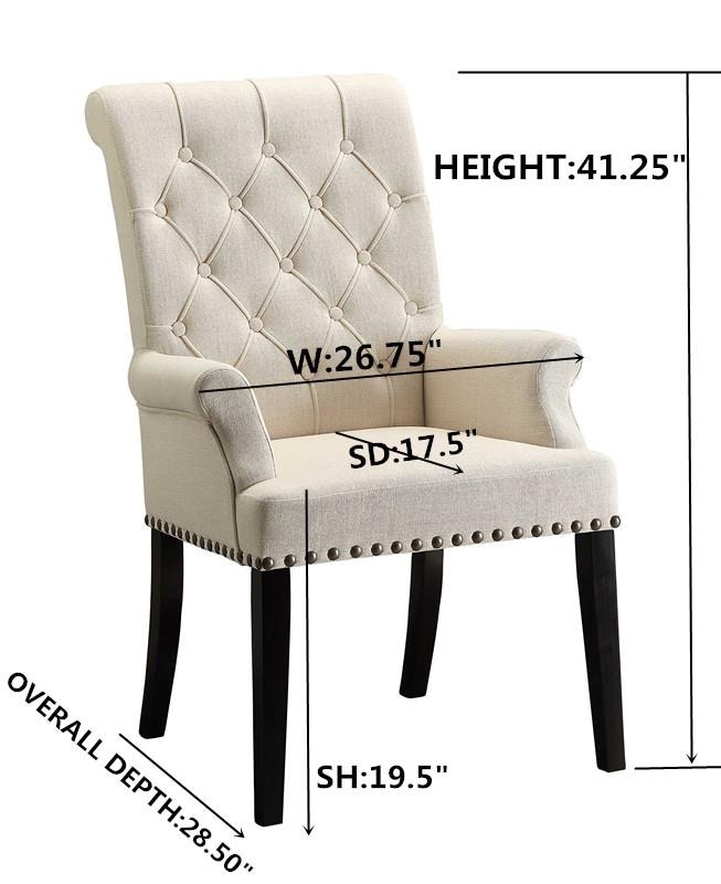 Coaster Casual Dining Alana Fabric Upholstered Dining Arm Chair Beige 190163 Payless Furniture