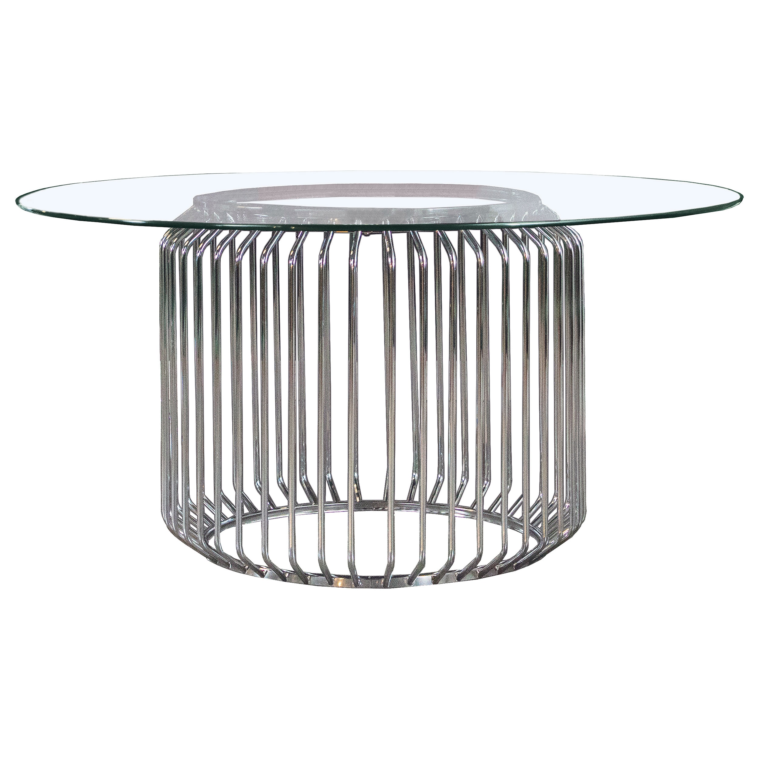 Coaster Veena Round 60-inch Glass Top Metal Dining Table Chrome 193430BG