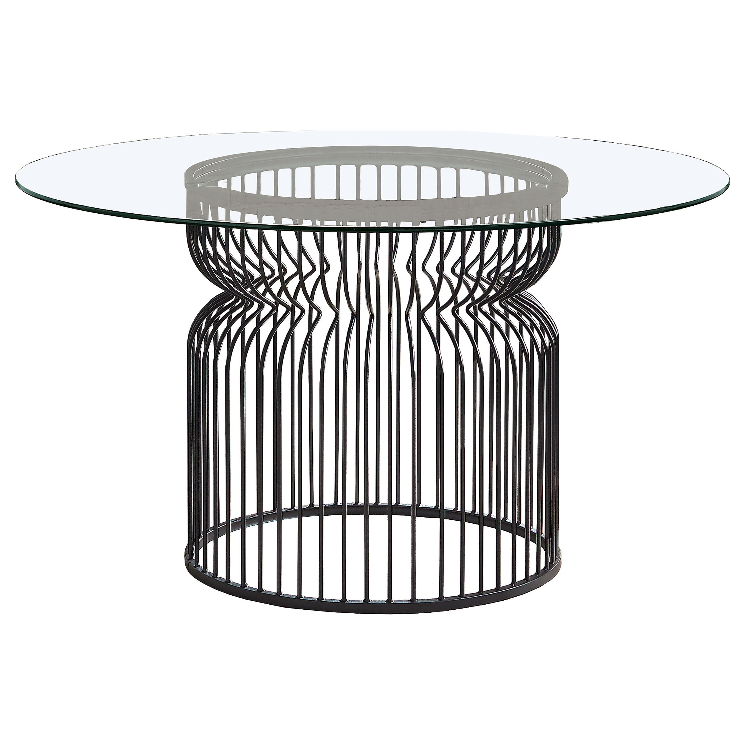 Coaster Granvia Round 54-inch Glass Top Metal Dining Table Gunmetal 193511BG