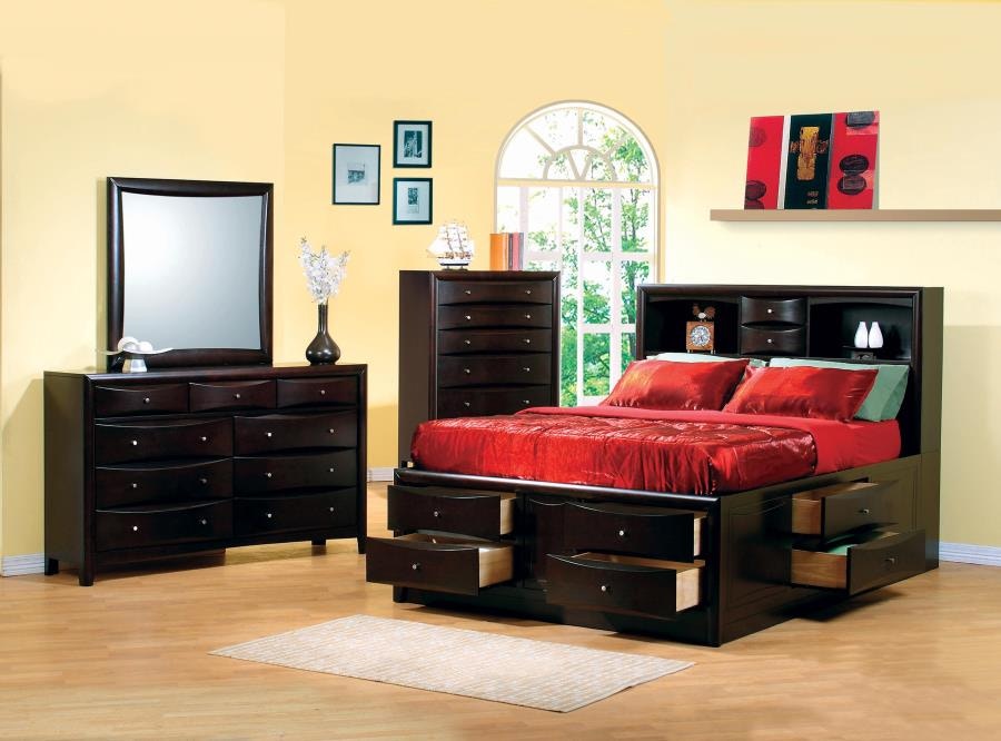 Coaster Bedroom Phoenix Cappuccino King Fourpiece Bedroom Set 200409KE