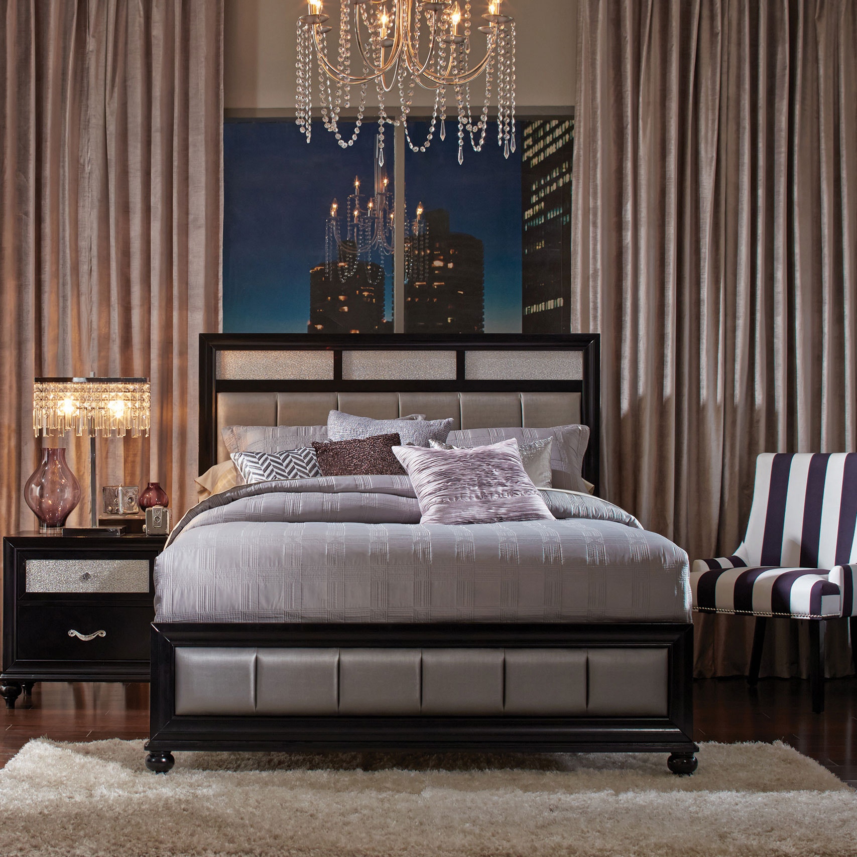 Coaster Bedroom Barzini Wood Queen Panel Bed Black 200891Q