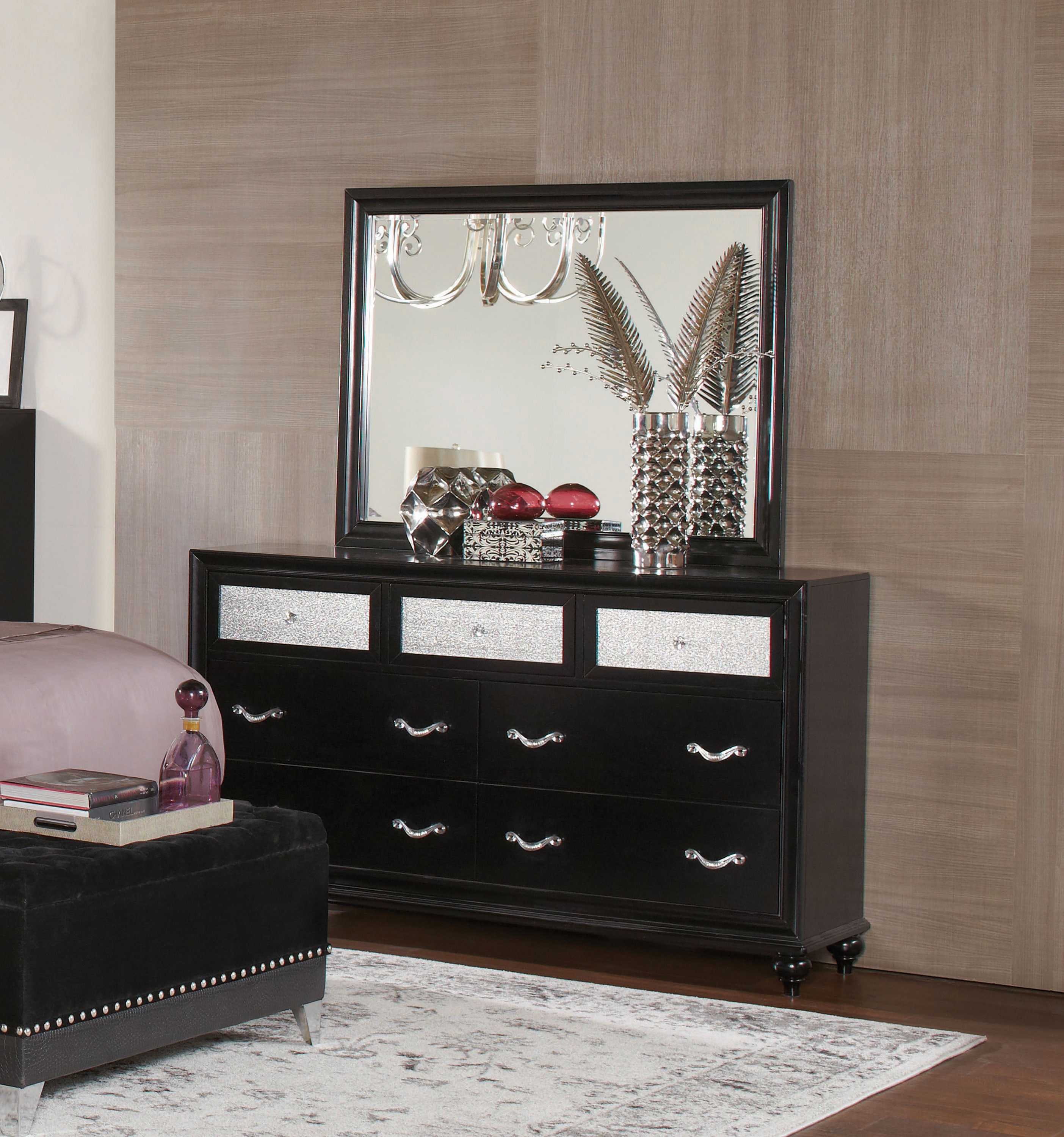 new years eve dress black and gold Trey 7 Drawer Dresser - Black Wash main image 0