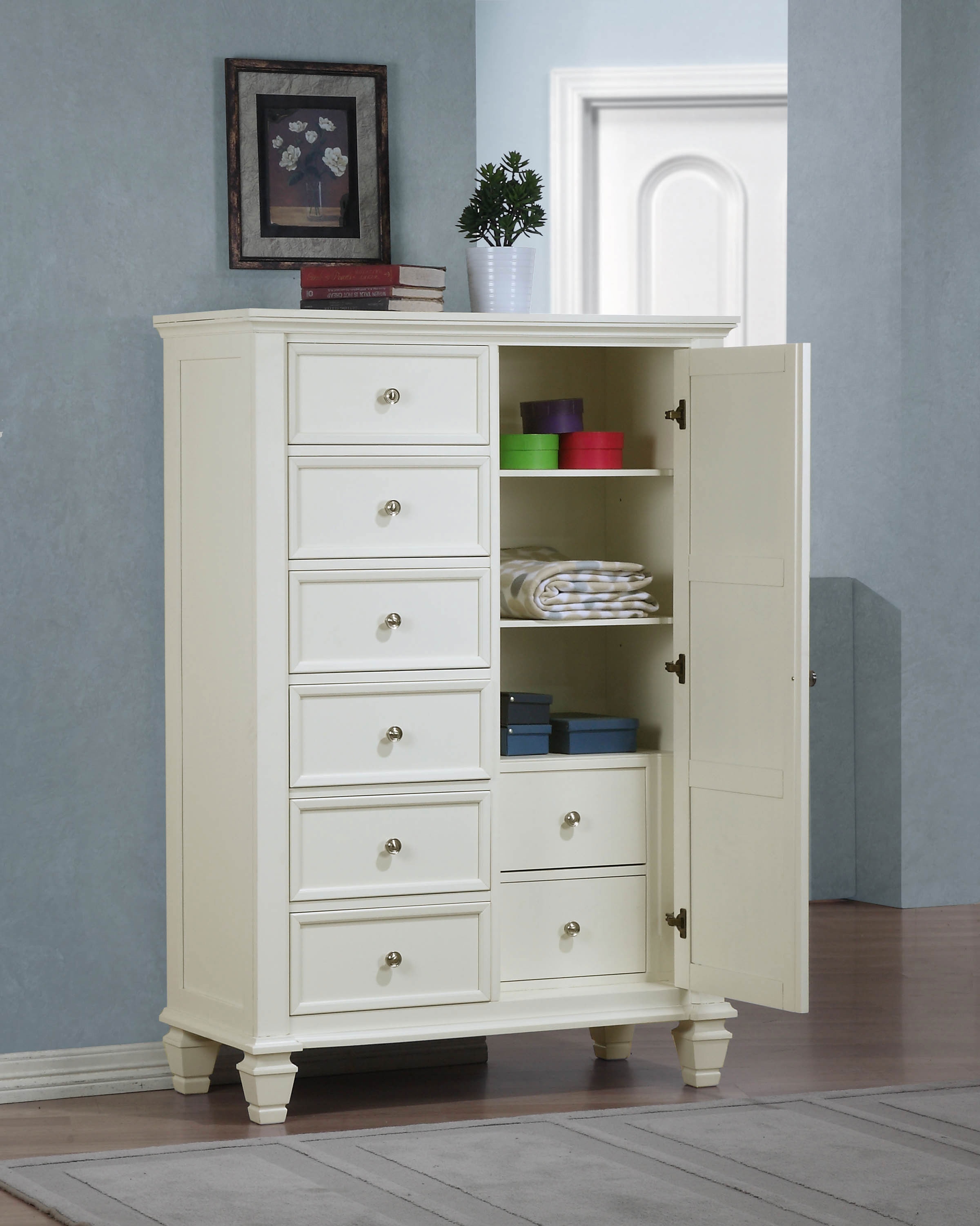 Coaster Bedroom Sandy Beach 8-drawer Door Chest Cream White 201308