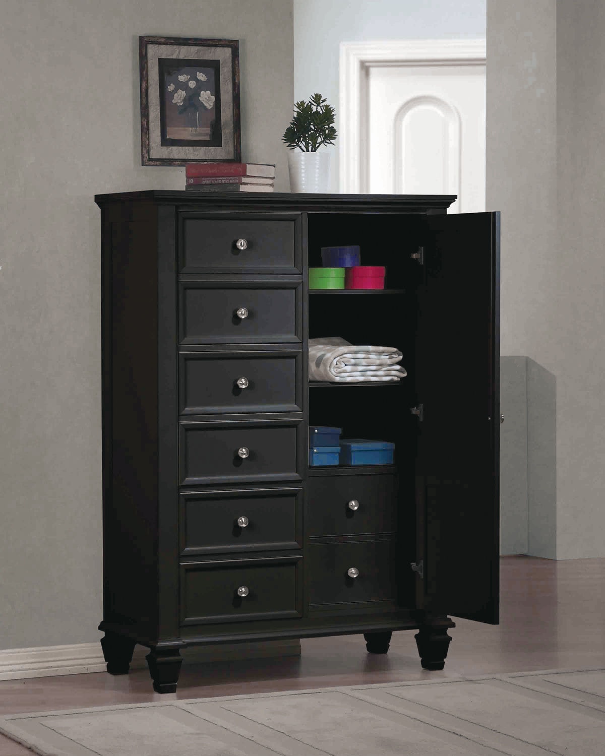 Coaster Bedroom Sandy Beach 8-drawer Door Chest Black 201328