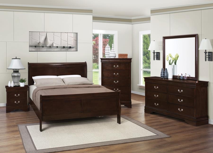 Coaster Bedroom Louis Philippe Wood Queen Sleigh Bed Cappuccino