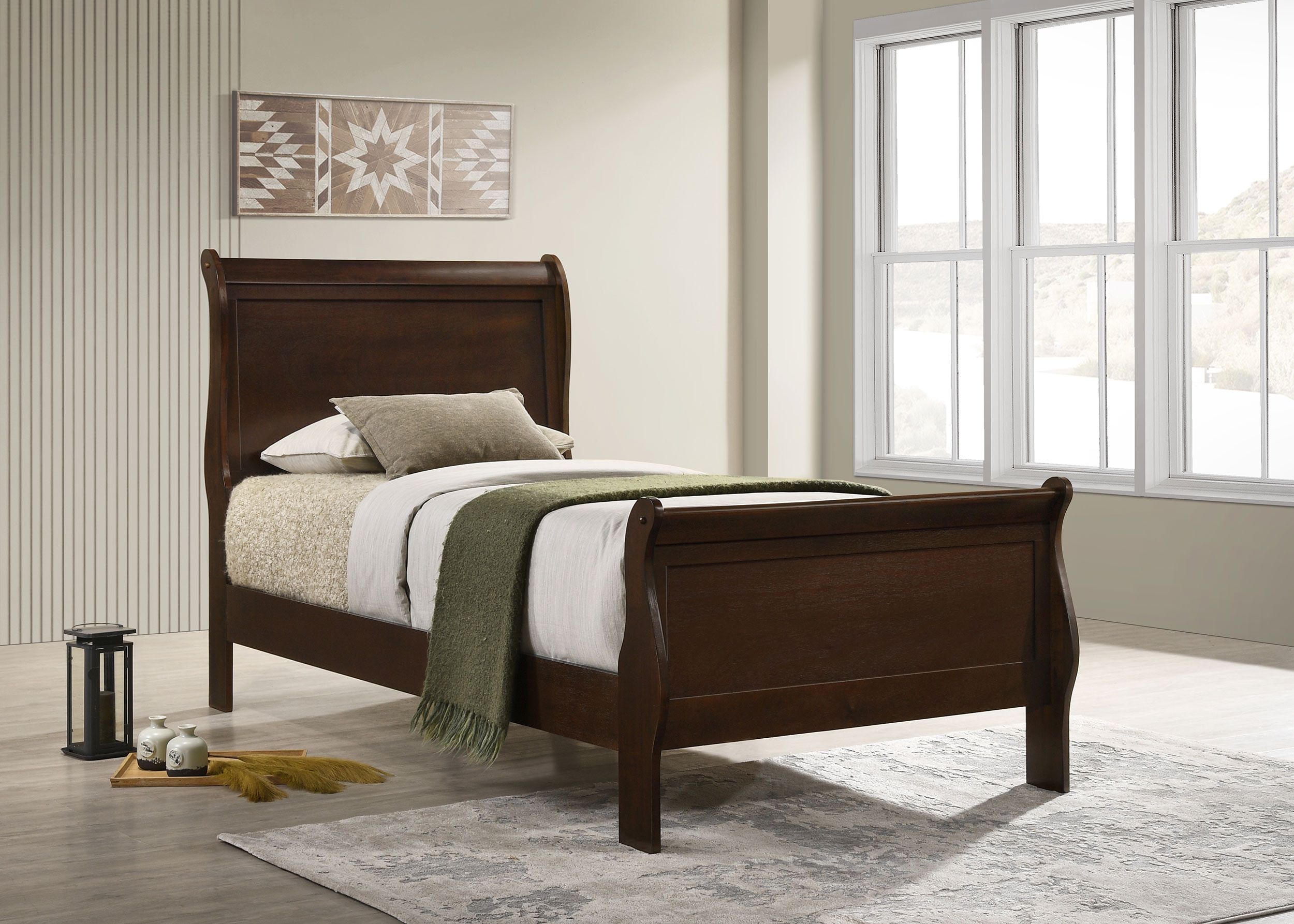 Coaster Bedroom Louis Philippe Wood Twin Sleigh Bed Cappuccino