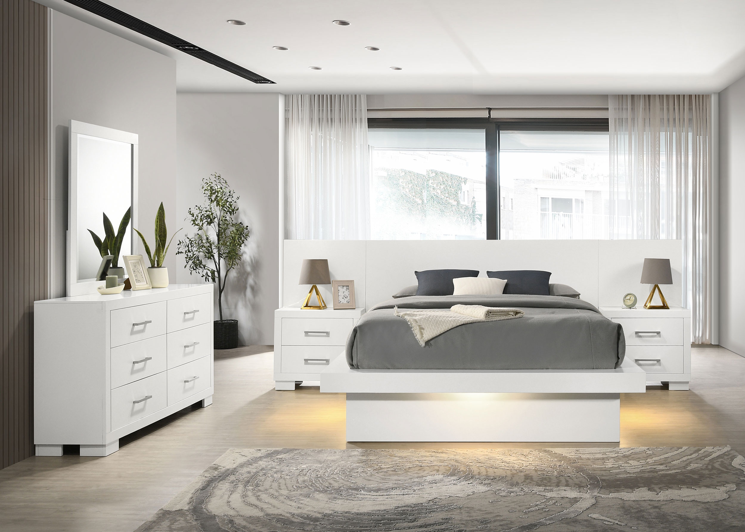 Coaster Jessica 5-piece Eastern King Led Bedroom Set Snow White 202990KE-S5P