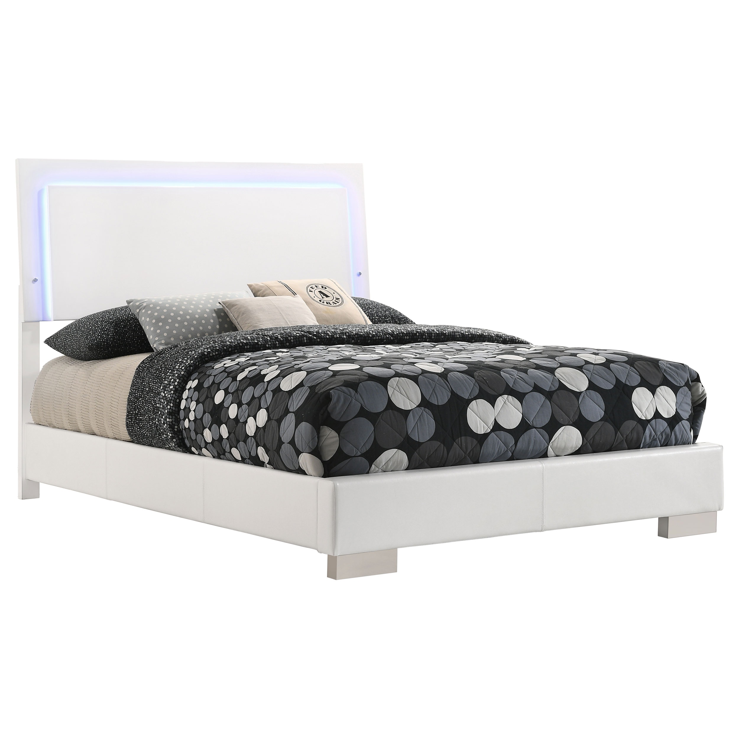 Coaster Bedroom Felicity Wood Full Led Panel Bed White High